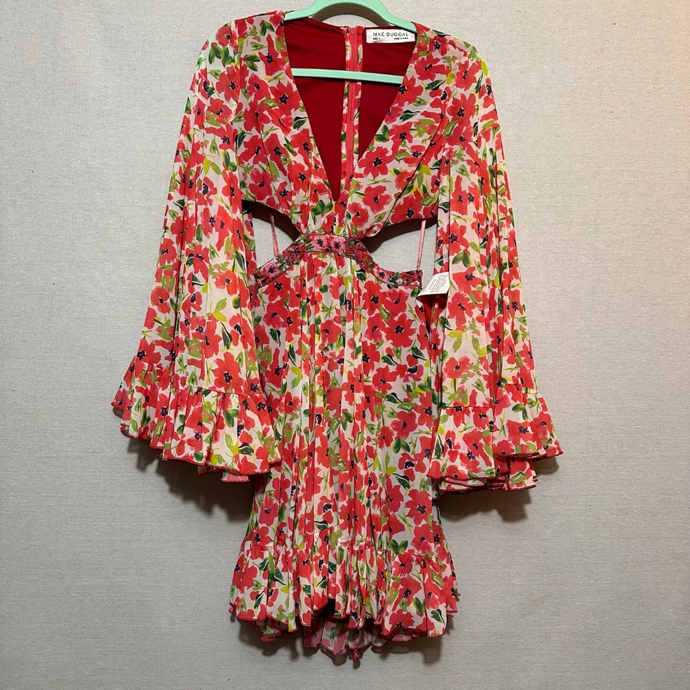 Mac Duggal Floral Pink Mini Dress - Picture 4 of 8